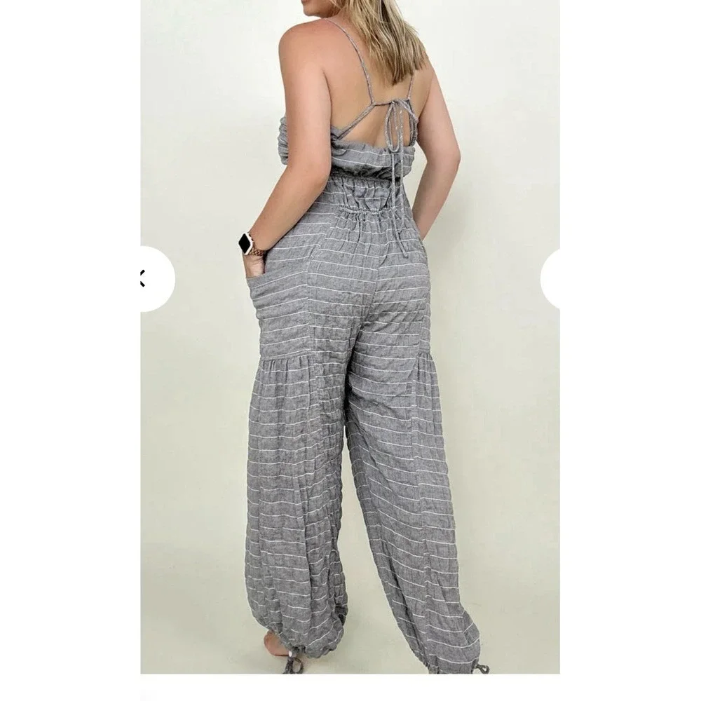 White Birch Sleeveless Halter Tie Back Woven‎ Jumpsuit Sz XL Women's